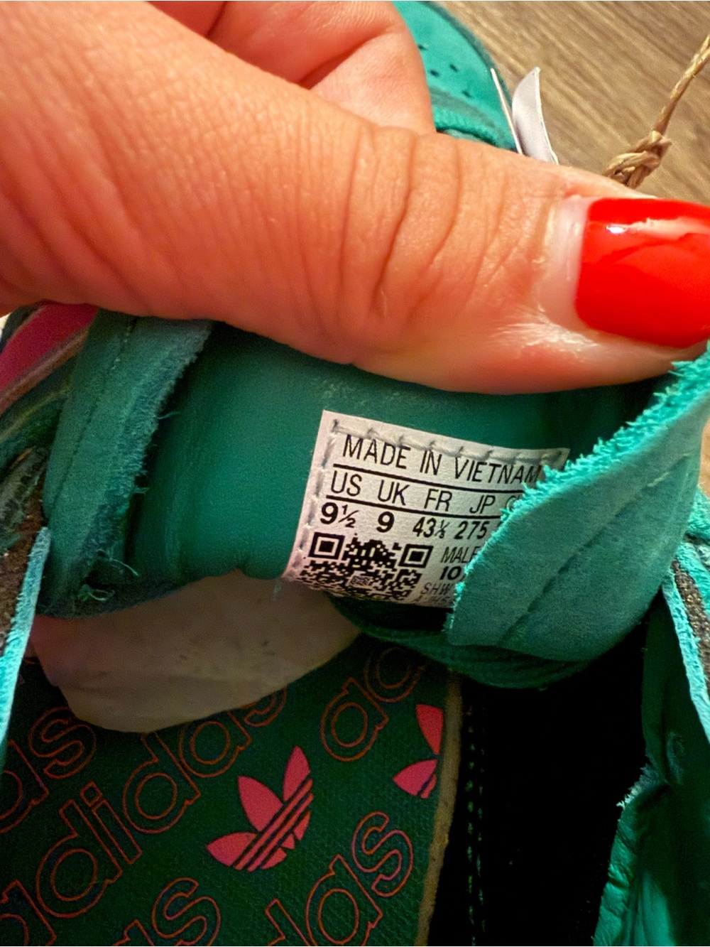 adidas Samba Teal Green with Hot Pink Accents - Picture 8 of 15